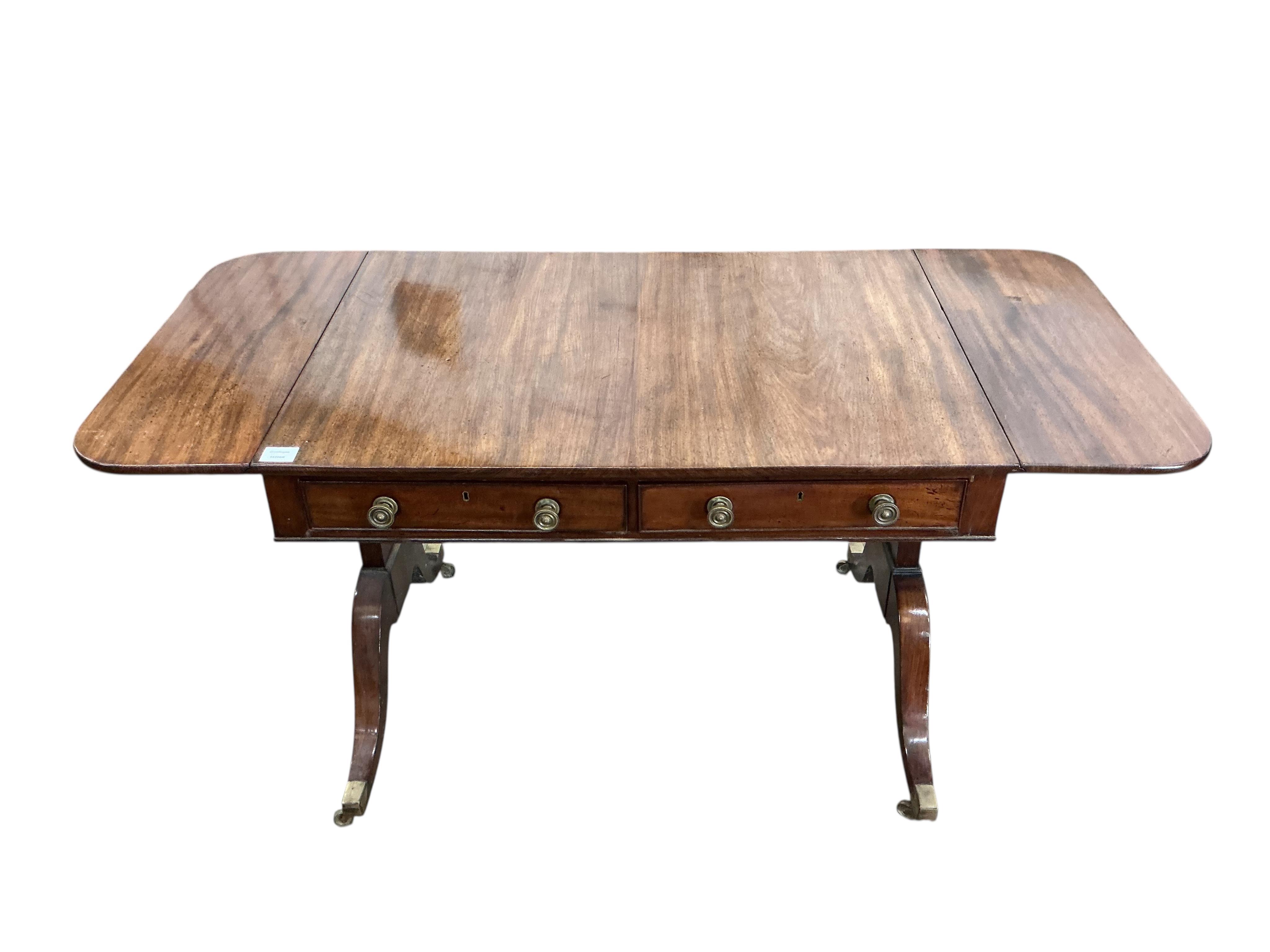 A Regency mahogany sofa table, width 96cm, depth 66cm, height 71cm